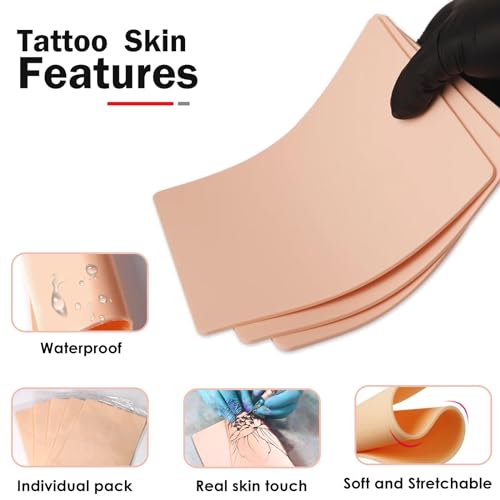 10Pcs Tattoo Skin 3MM - Urknall Fake Skin Blank Tattoo Practice Skins Double Sides Fake Skins Tattooing for Beginners and Tattoos Artists Tattooing Supplies