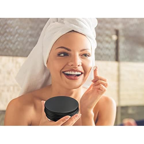 40 Pcs 4 Ounce Aluminum Tin Jars Containers Leak Proof Cosmetic Tin Jars Containers Round Screw Lids for Cosmetic, Salves, Balms, Lip Balm or Others, 120mL Black