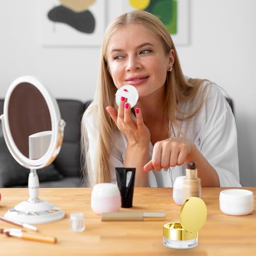 6 G Loose Powder Containers with Puff, Empty Makeup Powder Container, Reusable Plastic Powder Case Mini Powder Compact DIY Makeup Powder Case with Mirror
