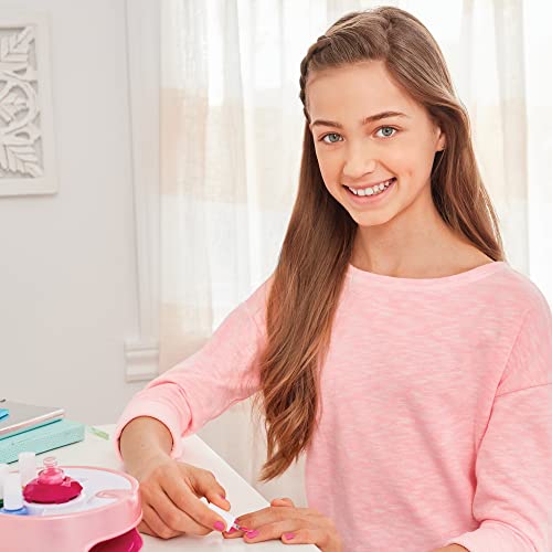 Light Magic Nail Dryer & Polish Set for Girls & Teens - 5 Vibrant Nail Colors, Art Stickers, Nail File, Cuticle Pusher & Dryer - Water-Based, Non-Toxic Polish Perfect Spa Day Manicures Make it Real