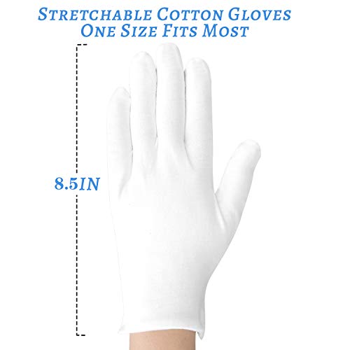 3Pairs Cotton Gloves for Dry Hands Sleeping, White Cotton Eczema Gloves Breathable Machine Washable Cloth for Men and Women