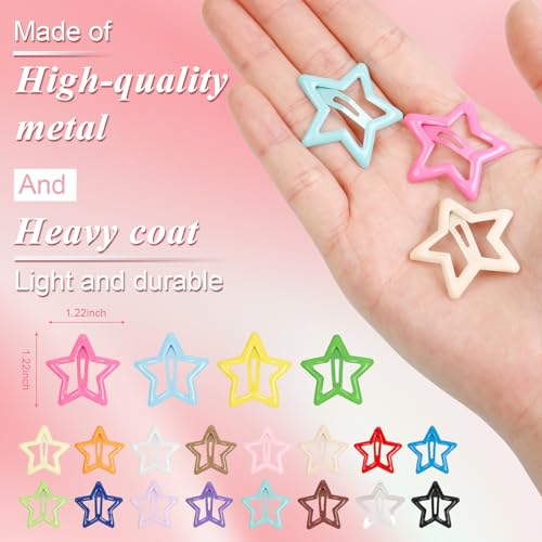 80Pcs Y2K Star Hair Clips - Colorful Metal Snap Hair Barrettes for Women Girls Non-Slip Cute Star Hair Accessories for Daily Party