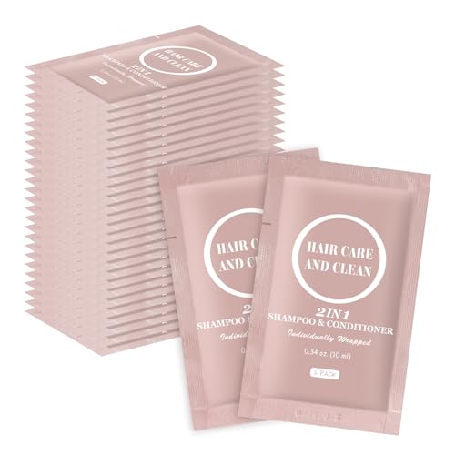 Travel Shampoo & Conditioner, 2 in 1 Shampoo Set Bulk, Mini Size Small Men Women Essential Cleansing Toiletries Amenities for Hotel, Shelter/Homeless/Nursing Home/Charity 0.34 Fl Oz(Pack of 30£©