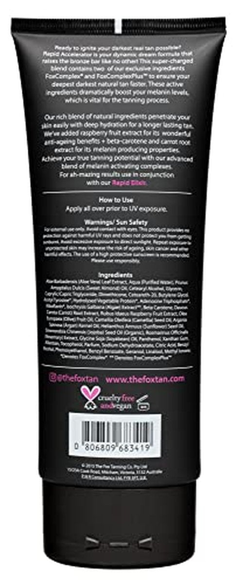 The Fox Tan Rapid Accelerator, Accelerator Lotion For Sunbed Tanning, Creates Darker, Faster & Long-Lasting Tans, Vegan & Cruelty-Free, 180mL
