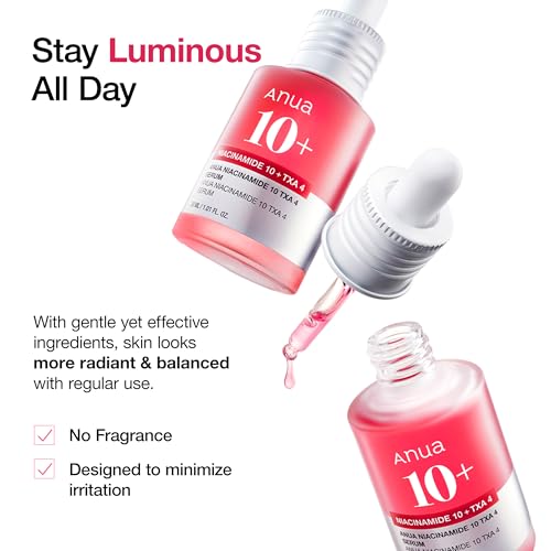 ANUA Niacinamide 10 + TXA 4 Serum, Hyaluronic Acid, Tranexamic acid, Facial Serum For GlassSkin, Cardi B¡¯s Pick, Glow Back Serum, Dark Spot Care, Postnatal Skincare, Korean Skincare (30ml/1.01 fl.oz)