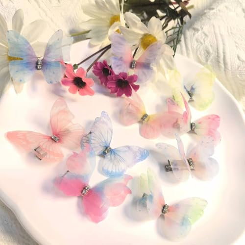Hair Decoration Butterfly Clip-Moving Butterfly Hair Clips for Girls (Colorful A-10PCS)