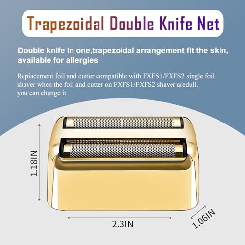 4 Pack Shaver Replacement Foil and Cutters compatible with BaBylissPRO Double FXFS2 Metal shaver foil replacement (Golden-4PCS)
