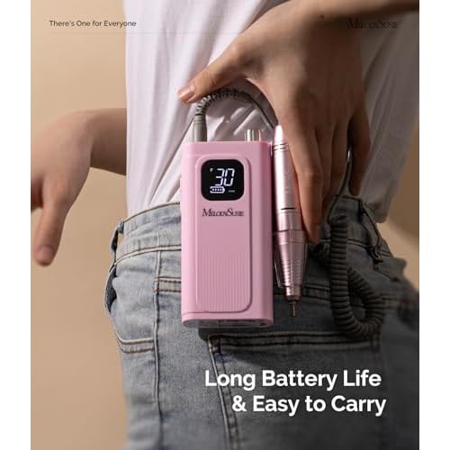 MelodySusie Entry-Level Clip-On Cordless Essential Nail Drill, SC300F 30000RPM Reliable E-File with LCD Display for All Manicure Shaping & Gel Removal, Ideal for Training, Nail Art Practice & Home Use