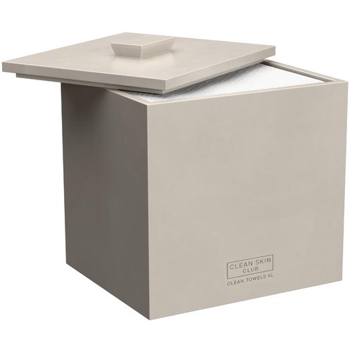 CLEAN SKIN CLUB Cement Box for 50 Disposable Clean Towels XL (Towels NOT Included), Concrete Container for Face Towelettes Bathroom Counter Storage, Cleansing Facial Dry Wipes - Taupe Stone