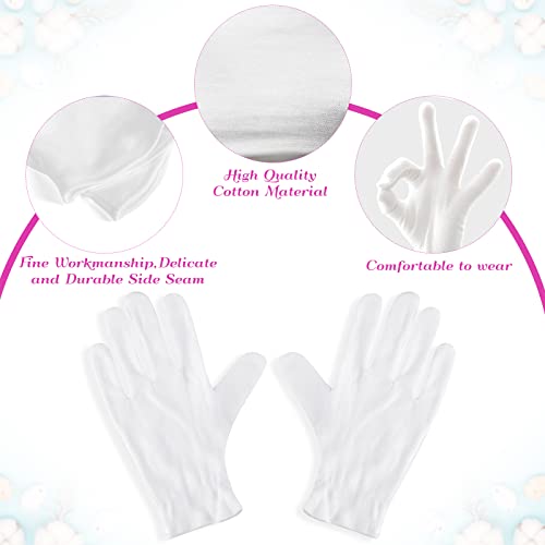Paxcoo 12 Pairs XL White Cotton Gloves for Dry Hand Moisturizing Cosmetic Eczema Hand Spa and Jewelry Inspection