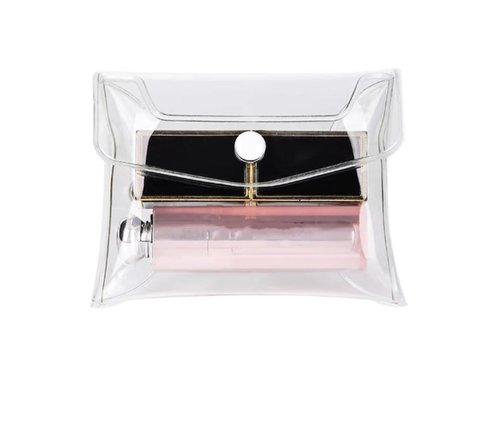 YSSZAM Transparent Mini PVC Makeup Bag Small Clear Plastic Cosmetic Organizer Bag Pouch with Snap Closure Cosmetic Bags for Vacation Travel, Bathroom Organizing(S)