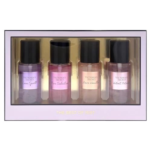 The Best of Mist Set by Victorias Secret for Women - 4 Pc Gift Set 2.5oz Love Spell Fragrance Mist, 2.5oz Pure Seduction Fragrance Mist, 2.5oz Mist, 2.5oz Mist