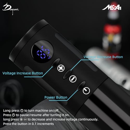 Dragoart MC-A1 Tattoo Pen Rotary Tattoo Machine, Brushless Motor 1450mAh Battery Power Tattoo Pen Machine with Ring Remote Switch Minimal Vibration Tattoo Gun Wireless for Artist & Beginners