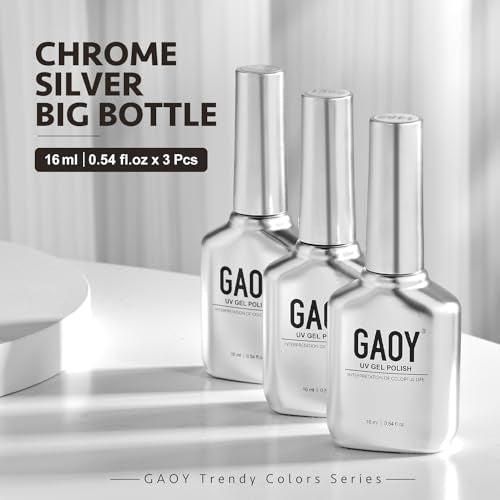 GAOY Gel Nail Polish Kit, 3 Colors 16ml Blue White Silver, Sheer Soak Off UV Gel Polish Set - Frozen Glitter