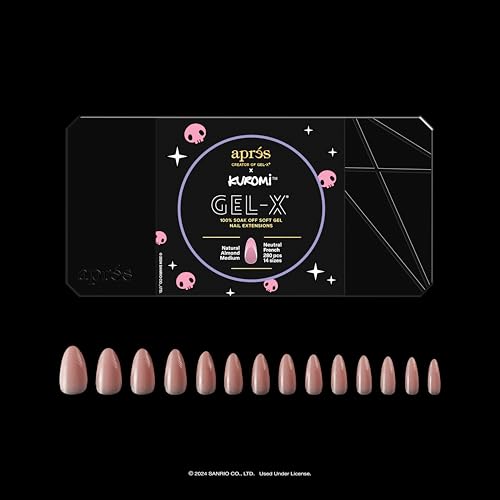 APR?S x Kuromi¢â Gel-X Neutral French Natural Almond Medium Box of Nail Tips (280pcs, 14 Sizes)