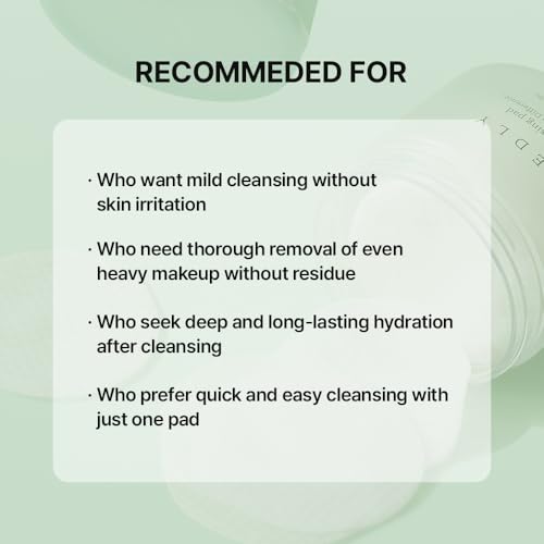 NEEDLY Mild Cleansing Pad, Makeup Remover for Sensitive Skin, Triple Deep Cleansing, Barrier Care with Only Two Surfactants & Panthenol, Extra-Large Soft Vegan Pad, Korean Skincare