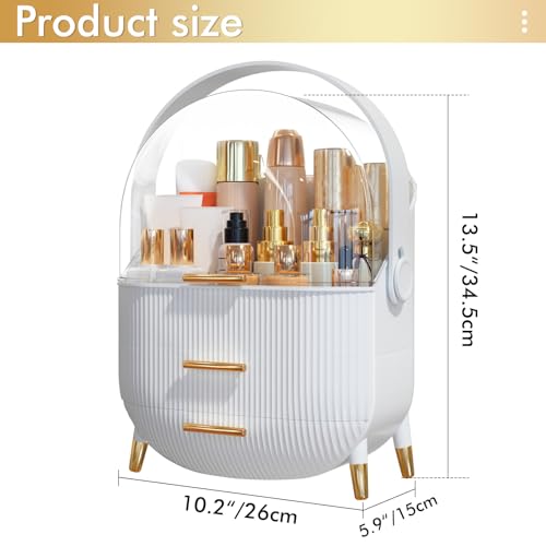 Makeup Organizer Skincare Organizers - Cosmetic Display Cases with Transparent Cover, SkinCare Organizers for Bathroom Countertop, Bedroom Vanity Desk, Lipstick Organizer, White