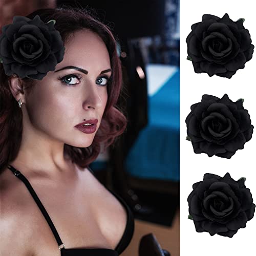 Hair Flower Clips Brooch Boutique Hair Accessories Bohemia Hairpins for Women Girls (Black)