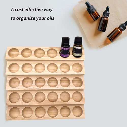 Wooden Essential Oil Display Stand 5 Tier Essential Oil Holder Solid Wood Essential Oil Rack 5 Layer 30-Bottle Essential Oil Display Stand Tabletop Oil Display Holder for 5-20ml Bottles