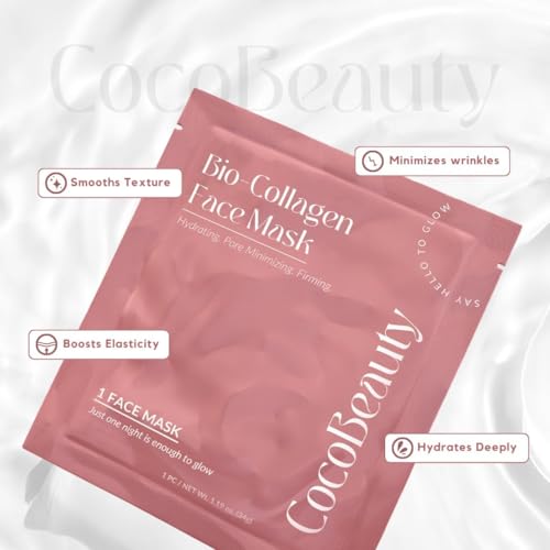 Bio Collagen Face Mask ? Hydrating & Anti-Aging Korean Collagen Sheet Masks, Deep Hydration, Smooths Fine Lines, Overnight Face Mask for Radiant Skin (16 pcs)