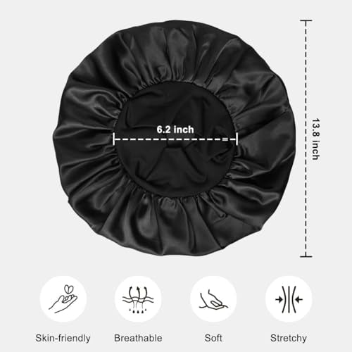 Satin Bonnet for Men, Silk Bonnet for Sleeping with Wide Band, Soft Hair Bonnets for Natural Curly Hair Braids