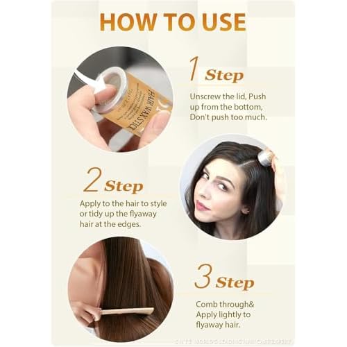 Hair Wax Stick - Slick Back Hair Brush Set 6Pcs, Wax Stick for Hair Flyaways, Bun Accessories, Non-greasy Styling Cream for Women, Kids & Teen Girls
