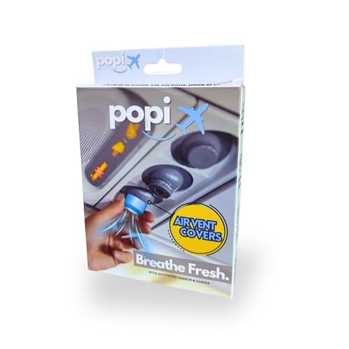 Popi Airplane Vent Cover Hygienic Silicone, Activated Carbon and Pure Copper, Slip On Design for 2 People, Fits All Airplanes