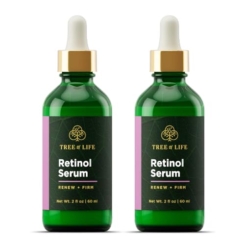 Tree of Life Beauty Retinol Serum, Skin Smoothing Face Oil for Dark and Age Spots and Fine Lines, Facial Serums for Dry and Sensitive Skin Care with Hyaluronic Acid for Soft Skin, 2 Fl Oz (pack of 2)