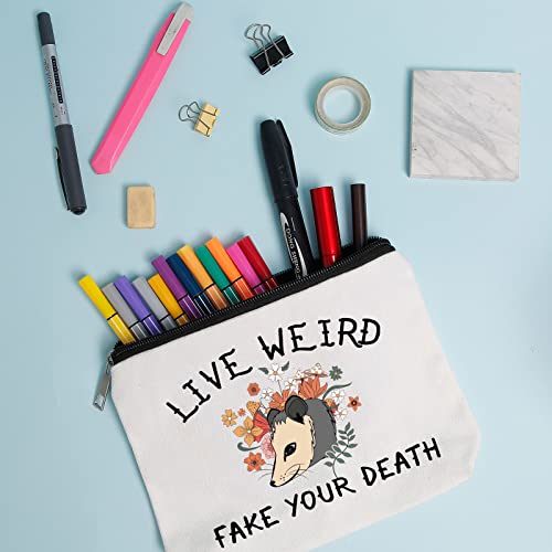 WZJHCL Possum Lover Gift Opossum Makeup Pouch Possum Mama Cosmetic Kit Flower Opossum Travel Storage Organizer Bag (Live Weird)