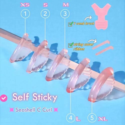 Korean Lash lift Pads Shields 2025 New No glue Eyelash Lifting Shield Self Sticky Lash Perm Rods Lami Lamination Roller U Curler Pad Soft 5 Size Air Bubble Silicone-Light Weight Guard