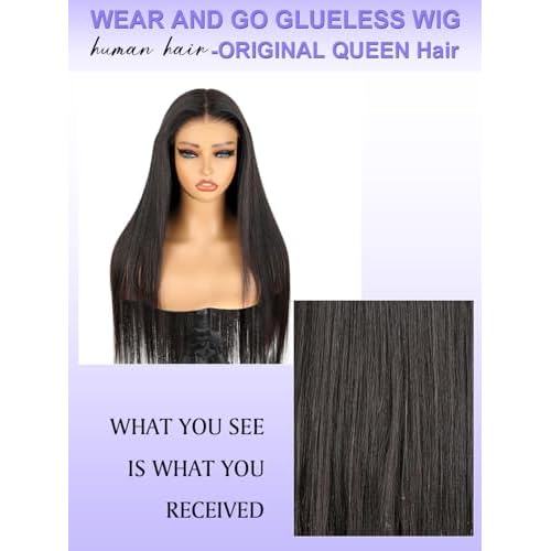 OQ Hair Glueless Wigs Human Hair Pre Plucked Pre Cut 24Inch 5X7 Straight Lace Front Wigs Human Hair Wear and Go Wigs for Women