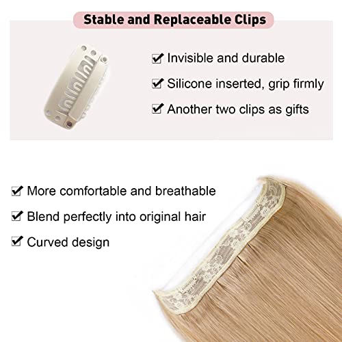 Tinashe Wire Hair Extensions Real Human Hair Straight Hair Extensions 18inch 90g Dark Blonde Invisible Wire Fish Line Hair Extensions Straight Human Hair Extensions