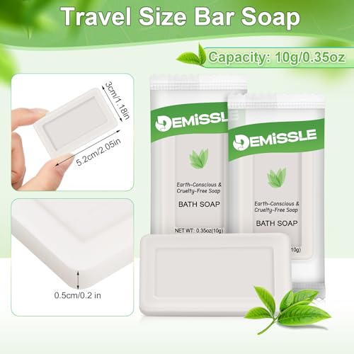 Demissle 0.35 Ounce Travel Size Soap Bars Face and Body Bar Soap Small Travel Individually Wrapped Hotel for Vacation, Hospitality Hotels, Rentals, Camping, Guest Room(200 Pcs)