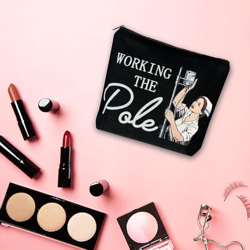 Degpum Working The Pole Nurse Makeup Bag,ER Emergency Room ICU Nurse Gift for Women,Nurse Accessories for Work,Nurse Graduation Gift,Nurse Tote Bag RN Nursing Bag for Work