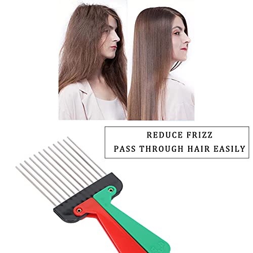 Metal Afro Pick, Portable Foldable Beard Pick for Men and Women Hair Styling Arranging Wigs and Braids