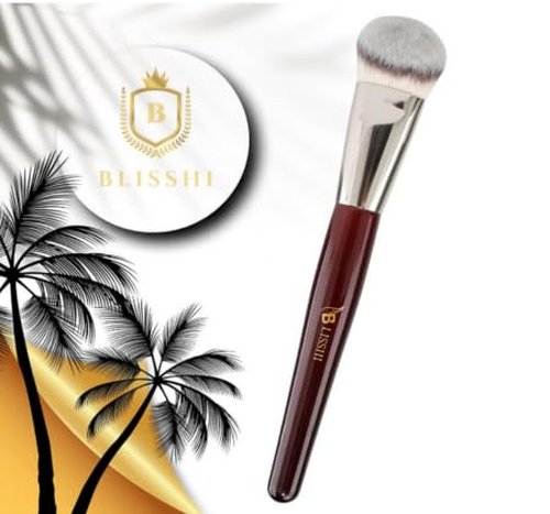 BLISSHI-Foundation Brush- Contoured makeup Brush-Perfect for Cream and Liquid Foundation Application-Blushing-Bronzer-Ideal for Blending and Highlighting Face Brush