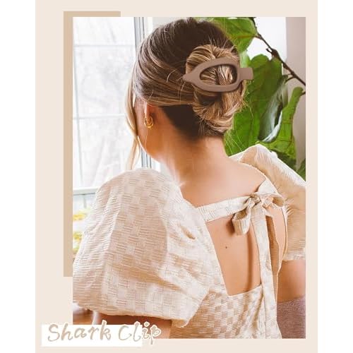 French Flat Hair Clips for Women - 6Pcs Flat Hair Claws for Thin Thick Hair Strong Hold No Slip Grip Hair Claw Clips for Women Girls (Matte(Neutral colors))