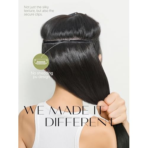 Frodio Clip Ins Hair Extensions Black: 2 Pack 200g Remy Real Human Hair Pu Seamless Silk Long Straight Invisible Full Thick Brazilian Jet Black Natural Color Beauty For Women Can Be Body Wave 14 Piece