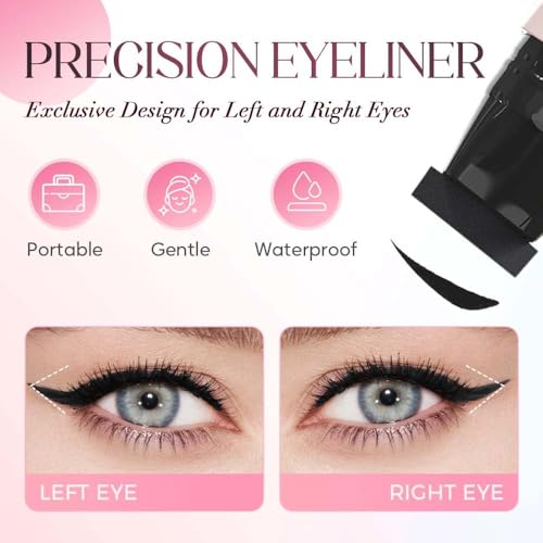 One Piece Eyeliner Stamp Pen, Winged Eyeliner Stamp Foldable, Dual-Ended Eye liner Stamps for Perfect Wing Cat Eyes, Eye Liner Waterproof Smudge Proof for All Eye Shapes (Black)