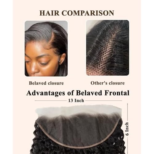 Belaved 13x6 Real HD Lace Frontal Water Wave Closure Natural Hairline Ear to Ear for Bundles Human Hair 100% Unproccessed 12A Wet And Wavy Unprocessed Brazilian Virgin Remy 100% with Baby Hair 16inch