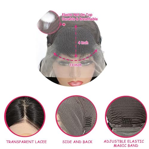 13x4 Lace Front Wigs Human Hair Pre Plucked with Baby Hair 220% Density 20inch HD Transparent Straight Lace Front Wigs Human Pre Plucked For Black Women Frontal Wigs Human Hair