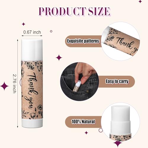 Redbaker 30 Pcs Thank You Gifts Party Favors Lip Balms Bulk Wedding Bridal Shower Favors for Guests Baby Shower Souvenirs Retro Wood Grain Moisturizing Lip Care for Women Employee Bag Filler Stuffer