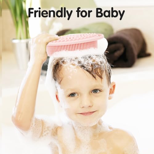 3 Pack Silicone Body Scrubber, Silicone Loofah Soft Exfoliating Body Scrubber, Silicones Body Brush Bath Shower Scrubber for Body, 2 in 1 Bath and Shampoo Wash Brush for Skin Exfoliation Men Women