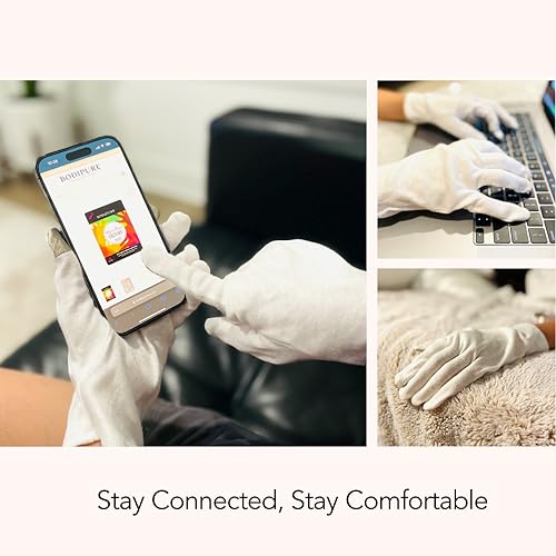 Bodipure Premium Hand Mask Keratin Gloves 3pk of Moisturizing Gloves for Dry Cracked Hands Plus Touchscreen White Cotton Gloves 1pk for Dry Hands to Fully Absorb The Cream.
