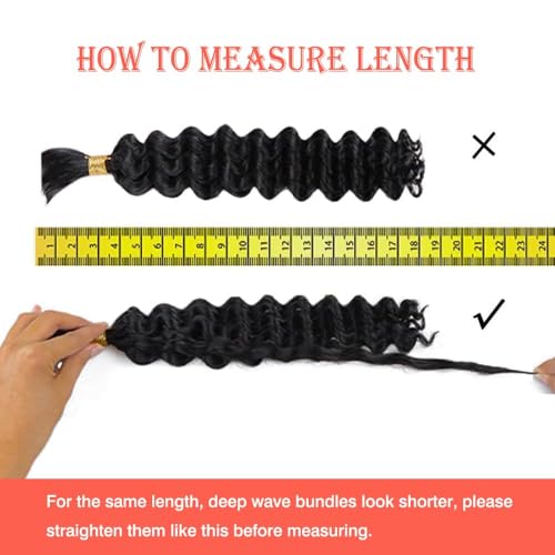 Human Hair Braiding Hair 50g 26 Inch Deep Wave Bulk Human Hair for Braiding No Weft Bundle 100% Brazilian Virgin Curly Human Hair Extensions for Boho Braids Wet and Wavy Human Braiding Hair