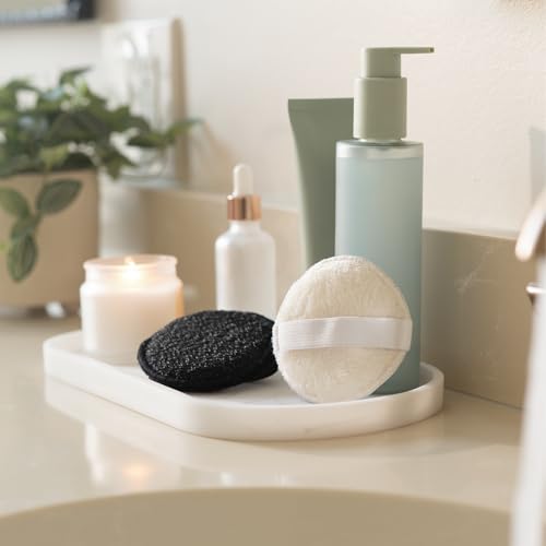 S&T INC. Face Scrubber, Dual-Sided Face Exfoliator with Elastic Strap, Facial Cleansing Pads and Makeup Remover, 3.3 Inch Diameter, 6 Pack, Black and Taupe