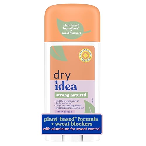 Dry Idea Plant Based Antiperspirant with Aluminum Sweat Blockers Invisible Solid Deodorant for Women ? Fresh Breeze Scent, 2X Longer Sweat Protection, 72Hr Sweat & Odor Control for Sensitive Skin, 1pk