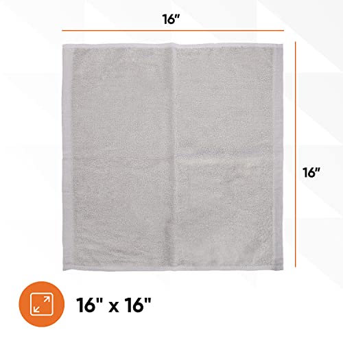 Superio Cotton Terry Washcloths Grey Towels 100% Cotton Cleaning Cloth 16" Rags Wash Clothes for Body and Face, Spa Towels, Multi Purpose (24, 16"x16")