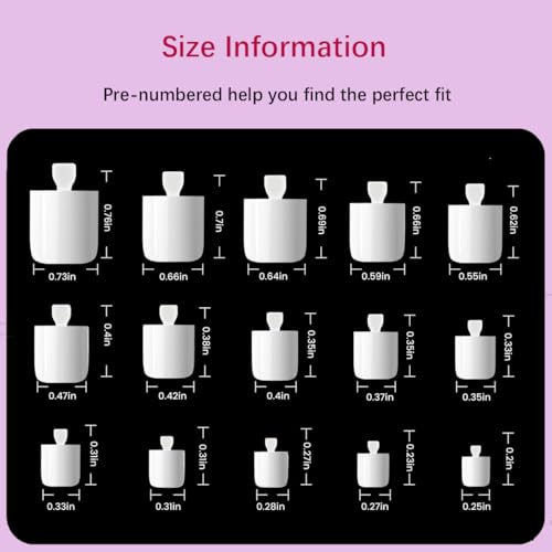 White Toe Nail Press Ons, Press On Toenails for Women, 150pcs White Toe Press On Nails tips, Fake Toenails Acrylic Toe Nail Tips Short Square False Toenails Artificial DIY 15 Sizes