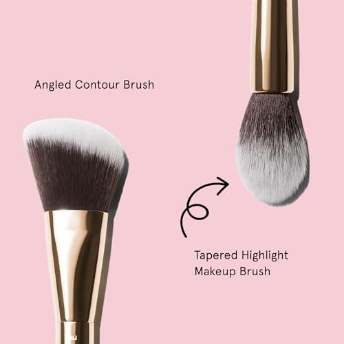 Beauty Pie Double-Ended Sculpt & Blush Brush 012 ? Professional Angled Contour & Tapered Highlight Makeup Brush ? Vegan, Cruelty-Free Synthetic Bristles ? Sculpt, Blend & Highlight in One Tool